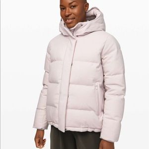 Lululemon Wunder Puff Heathered Chrome Puffer Wool Jacket Down Coat 8 M NEW